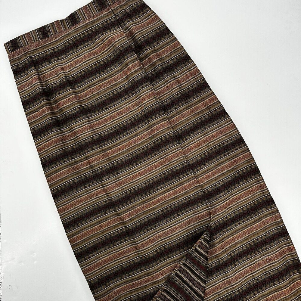 Vintage Joan Leslie Faux‎ Wrap Skirt Maxi Long Brown Gold 90's Womens Size 10